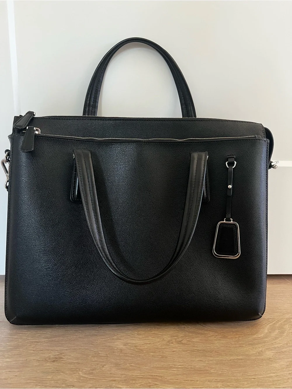 Tumi Black Leather Laptop Tote